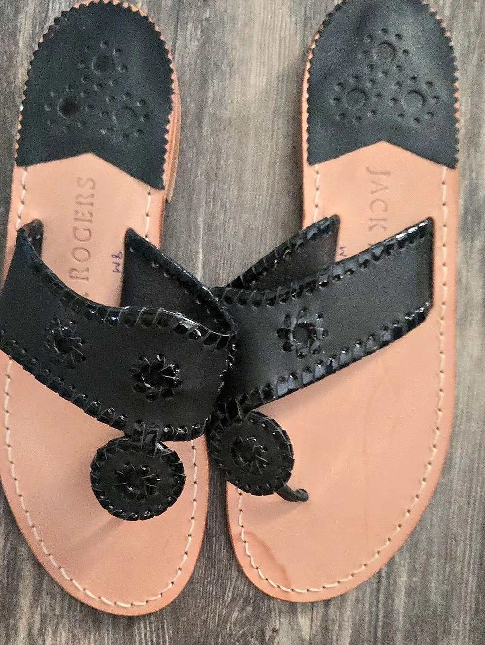 Jack Rogers Jacks Flat Sandal Black & Brown Leather Sandals